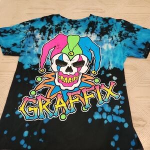Graffix Colorful Tie Dyed Jester Tee Unisex Size Small